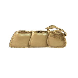 Luxury Decorative Gold Platted Aluminium <b>Metal</b> <b>Tray</b> With Leaf Design side Handle Serving Food Restaurant Handcrafted - Product Image 1