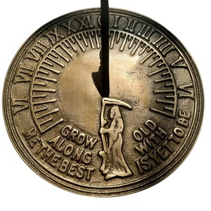 Reloj Solar de Latón Pulido 'Crecer envejeciendo conmigo', Decoración Romántica de Metal Antiguo para Jardín - Product Image 2