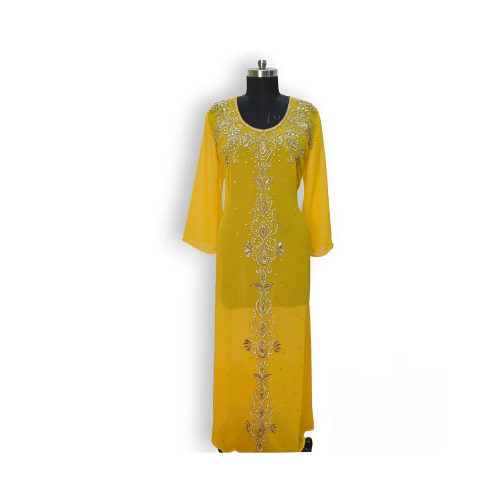 Best Quality Beaded Kaftan Dress Islamic Clothing Hand Embroidery Fancy Kaftan Dress For Wedding Party