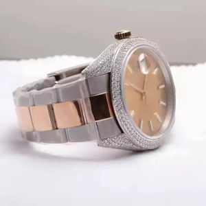 Reloj de Pulsera de Lujo con Diamantes Moissanite, Diseño Hip Hop, Personalizado, Original, con Esfera Marrón, Calidad Premium, Solo para Hombre - Product Image 5