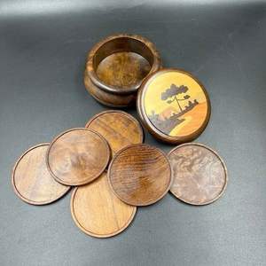 Intricate Tree of Life Design <b>Wooden</b> Drink Coasters with Holder Classic Style for Spiritual Nature-Inspired Table Decor - Product Image 3