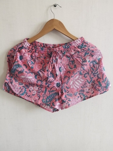 Cotton Hand Printed Indian Block-print Pure Cotton Floral <b>Shorts</b> Set <b>Long</b> Sleeve Top For <b>Women</b> Gift For Her - Product Image 4