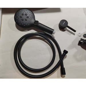 Matte <b>Black</b> 10-Inch Bathroom <b>Set</b> with High-Pressure Rainfall <b>Shower</b> Head - Product Image 3