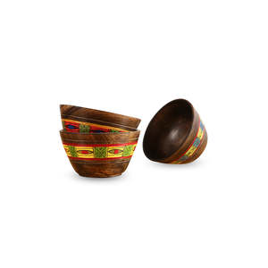 Simply Ethnic Lot de 3 bols à salade en céramique peints à la main de forme ronde de 4.5 pouces avec design de nidification - Product Image 3