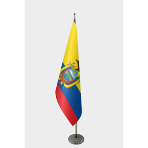Bandera Oficial de Ecuador para Interiores, 3x5 pies, Impresión Digital, Asta de Aluminio y Fibra de Vidrio, Bandera de Mano, Material de Poliéster y Seda - Product Image 1