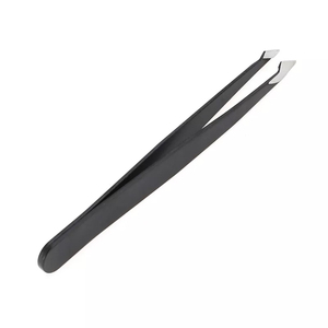 Pinces à épiler de haute qualité, pointe incurvée et inclinée, pinces à épiler pour extensions de sourcils, 3,8 pouces, revêtement noir, pinces à épiler pour manucure et maquillage - Product Image 4