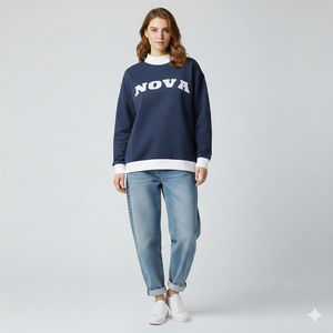 <b>Women's</b> Custom Logo Soft 100% Cotton Mock Neck Sweatshirt Embroidered Fleece Oversized Pullover Casual Streetwear <b>for</b> Winter - Product Image 1