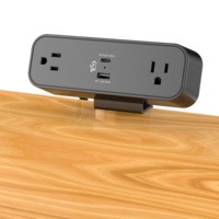 Penjualan Terbaik penjepit dipasang pelindung lonjakan listrik 2 Outlet dengan USBC PD65W furnitur kantor Strip daya