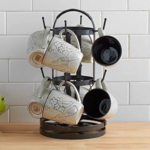 Natural black metal wood coffee mug holder stand for home kitchenware hotel tabletop kitchen counter made in india wholesale - Product Image 6