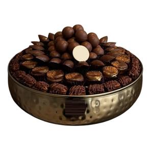 Bol à Dessert au chocolat décoratif en métal doré classique avec poignée pièce maîtresse de mariage et de fête élégante plateau d'affichage doux - Product Image 6
