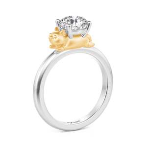 Jeulia Hug Me Cute Cat <b>Ring</b>-Resizable Gemstone <b>Ring</b> with Round Cut Stone Trendy Anniversary Jewelry - Product Image 1
