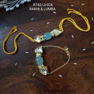 Mint Kundan Fine <b>Jewelry</b> Set Elegant Rakhi for <b>Couple</b> - Product Image 4