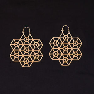 Pendientes de Moda con Baño de Oro y Patrón Geométrico, Tamaño 84x65MM para Mujer - Product Image 2