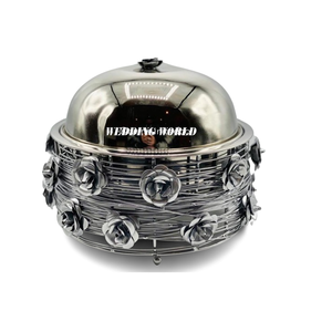 Proveedor de calentador de alimentos de metal Excelente calidad hecho a mano Diseñador Cazuela Forma redonda Hotel Ware Servidor de alimentos de metal - Product Image 1
