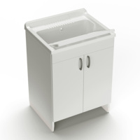 Lavabo de salle de bain rectangulaire de conception moderne, résistant à l'eau, en polypropylène et bois, marque italienne Mongardi, complet