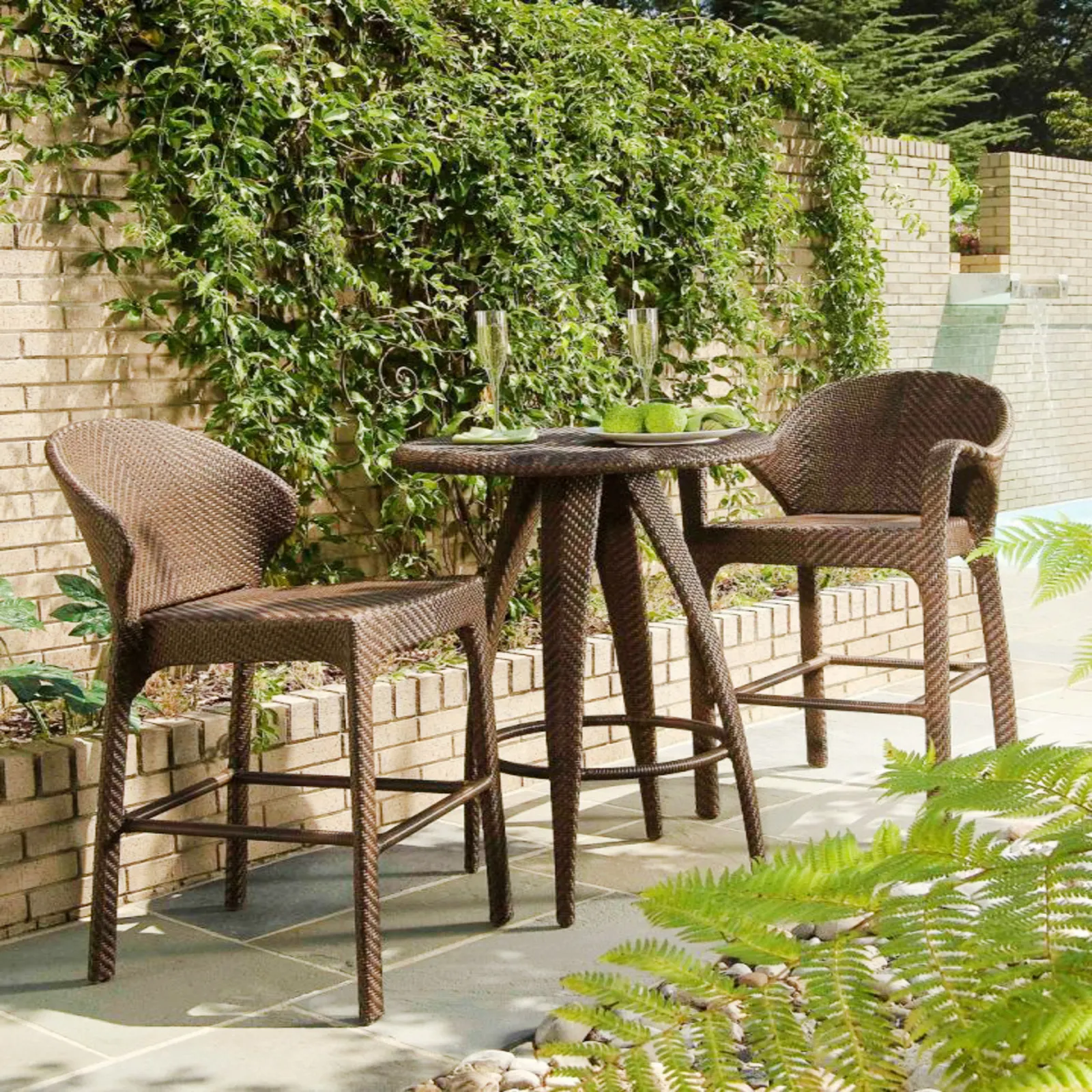 Nhôm chân Patio nhà bếp mây truy cập Phân cổ dây vườn cao dệt wicker mây thanh phân ghế