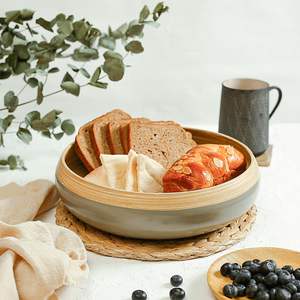 Bol en bambou tourné de taille personnalisable kaki foncé ensemble de vaisselle d'ustensiles de cuisine jetables écologiques pour le service de salade de légumes - Product Image 5