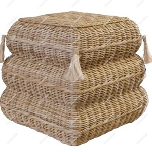 Tabouret en rotin tissé à la main pour meubles de maison ottoman unique en osier Tabouret d'appoint en rotin d'extérieur Console en incrustation d'os - Product Image 6