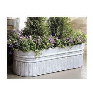 Jardinière de légumes de forme ronde en métal galvanisé massif Pot de fleur décoratif extérieur et jardinière jardin surélevé - Product Image 6