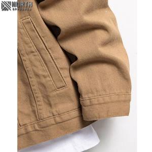 Veste en jean brodée personnalisée Veste en denim extensible à revers pour homme Manteau à manches longues de haute qualité - Product Image 4