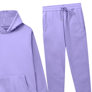 Ensemble de survêtement violet lavande avec sweat à capuche et pantalon de jogging pour hommes et femmes, vêtements de sport décontractés d'hiver, vente en gros, usine OEM, logo personnalisé - Product Image 3