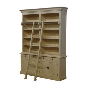 Estantería de dos bahías de madera maciza con escalera, librería, escaparate, estanterías, armario, hecho para muebles antiguos de oficina en casa - Product Image 2