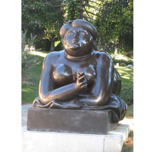 Statue de femme obèse allongée en bronze, art moderne de grande taille pour l'extérieur, sculpture de Fernando Botero pour la place de la ville - Product Image 2