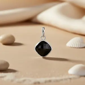 Women's 925 Silver White Gold Pendant Black Onyx Cushion Cut Trendy Featuring Turquoise Zircon Opal Moissanite Diamond Pearl - Product Image 2