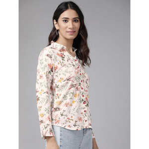 Blusa Informal Elegante de Rayón con Estampado Floral Multicolor para Mujer, Talla XL, con Logotipo Bordado Vintage y Decoración de Botones, para Varias Temporadas (Primavera) - Product Image 6