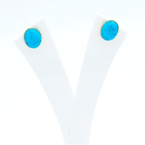 ต่างหูทรงหยดน้ำรูปไข่ประดับด้วยเทอร์ควอยซ์ทำมือ ชุบทอง 18K วัสดุทองเหลือง ดีไซน์หรูหรา ทันสมัย ประดับด้วยอัญมณีธรรมชาติ เหมาะสำหรับงานแต่งงาน ผู้หญิง - Product Image 3