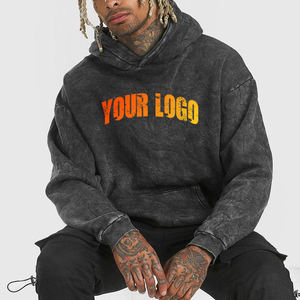 Sweat-shirts d'hiver pour hommes sur mesure 450GSM avec logo brodé, épaules tombantes, coupe ample, poids lourd, 100% coton, finition délavée à la pierre - Product Image 4