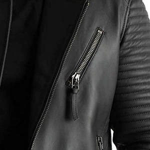 2024 hommes décontracté col montant fermeture éclair à manches longues veste en cuir véritable OEM Services toile tissu - Product Image 6