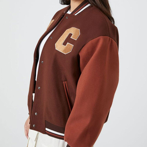 Veste universitaire pour femmes Veste de baseball à manches longues Épaule tombante Vestes universitaires Letterman personnalisées - Product Image 6