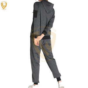Survêtements pour femmes sur mesure, entièrement zippés, en coton, avec logo personnalisé, capuche, poche latérale, en polaire, taille élastique, coupe oversize - Product Image 4
