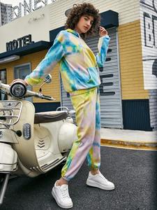 Ensemble de survêtement Tie Dye pour femmes 100% coton pull à capuche et pantalons de survêtement ensemble de salon et de vêtements de sport de haute qualité - Product Image 5