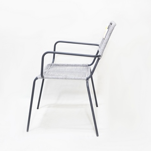 Artex Dong Thap Steel Frame Rope Woven <b>Chair</b> with Black Powder Coated Tube Grey <b>Round</b> Polyester Cord Double Layer Weaving - Product Image 5