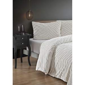 Parure de lit 3 pièces en fourrure zébrée rayée Diamond, crème, 220x240 cm, taille King, avec sac PVC d'origine pour la maison et Noël - Product Image 2