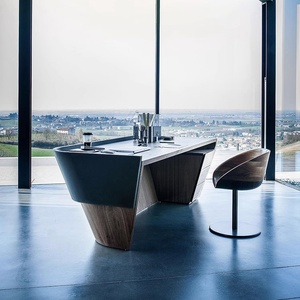 Italian Minimalist Design <b>Study</b> Room Furniture Wooden Computer Desk Curved <b>Table</b> China Origin for Apartment Home Office Workstat - Product Image 1