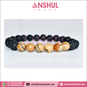 Premium Quality Casual/ Sporty Style Picture Jasper Diffuser Essential Oil Stones Crystal <b>Gemstone</b> Beaded Lava Diffuser <b>Bracelet</b> - Product Image 3