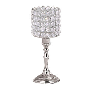 เชิงเทียนคริสตัลสีเงินหรูหราทรงสูง เหมาะสำหรับตกแต่งโต๊ะกลางงานแต่งงาน และตกแต่งบ้านสไตล์หรูหรา - Product Image 1
