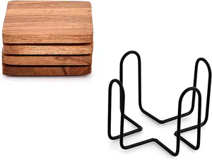 Sous-verres en noyer sous-verres en bois propres et durables avec un entretien facile par l'artisanat en croissant - Product Image 3