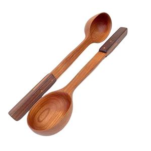 Style japonais jetable mesure bois cuisine en bois petites mini cuillères à thé en acier inoxydable couverts de haute qualité ensemble - Product Image 1