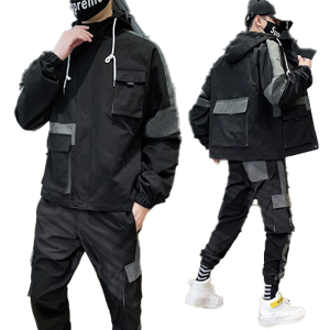 Ensemble de vêtements de sport décontractés pour hommes grande taille, avec logo personnalisé, sweat à capuche zippé et pantalon de jogging, respirant, écologique, réversible, idéal pour l'été - Product Image 3