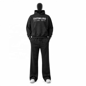 Vente en gros sur mesure 450 gsm Survêtements à base vierge pour l'hiver Ensemble de sweat à capuche ample en coton éponge français - Product Image 2