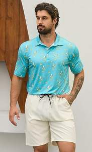 Polos de talla grande para hombre, Polo de tela de punto transpirable, Polo de estilo vintage, Polo de manga corta para hombre - Product Image 3