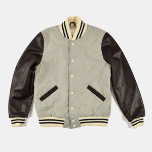 Haute qualité hommes Letterman Style Varsity laine doudoune veste col montant Chenile broderie cuir manches multicolore - Product Image 1