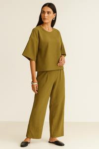 Ensemble coordonné à manches courtes texturé pour femmes en polyester doux avec pantalon assorti disponible en tailles M L XL XXL - Product Image 6