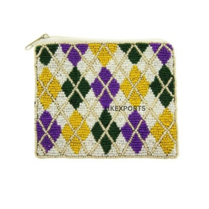 <b>Sequined</b> Striped Wristlet Purse for Women Party Accessory Zipper Closure Trendy Coin Bag Green Purple Yellow - Product Image 4