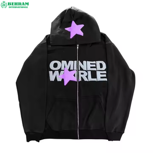 2026 Latest Vintage Stone Wash Screen Printed Unisex 100% Cotton Fleece French Terry Full Zip Hoodies Quick-Dry Breathable Plain - Product Image 6