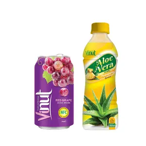 350ml VINUT Bottled Vietnam Aloe Vera Pineapple Juice Drink FMCG products cheap price Manufacturer ODM OEM service HALAL BRC